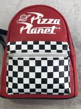 Loungefly Red Pizza Planet Checkerboard Mini Backpack